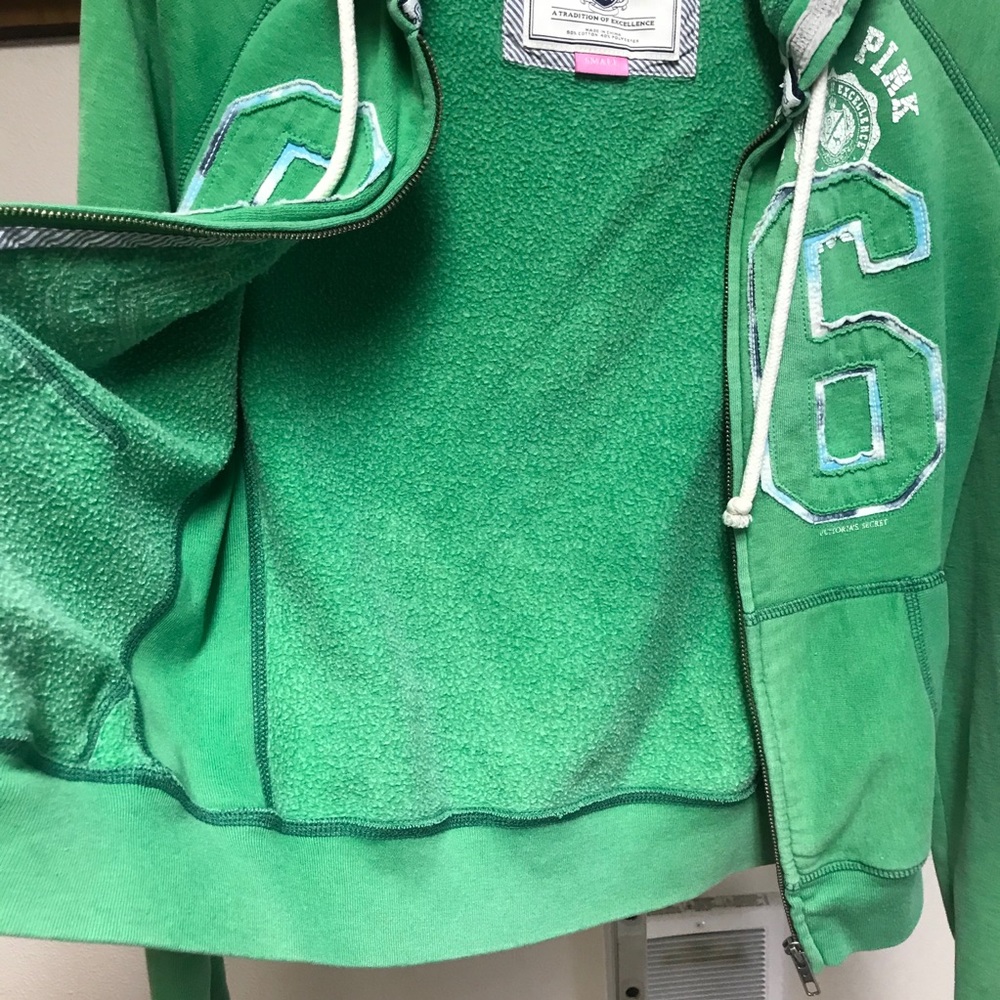 PINK by Victorias Secret - Green Zip Hoodie SM - Picture 5 of 6